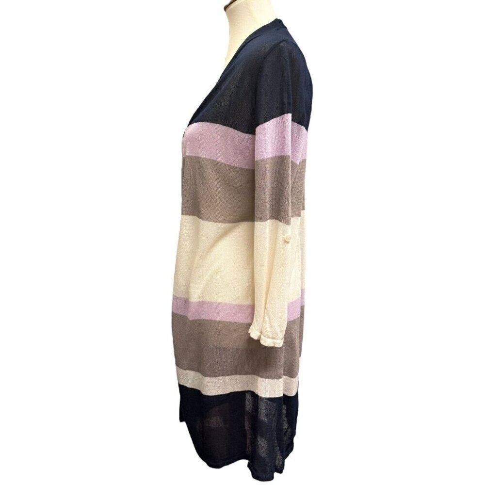 Cato Est 1946 Sweater Womens Small Multicolor Striped Cardigan Open Front - Picture 4 of 16